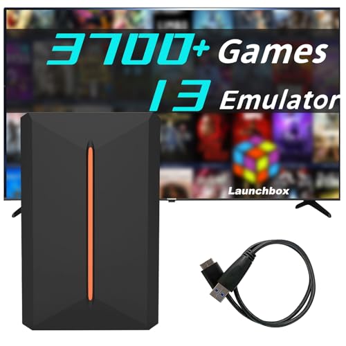 Emulator Console Game HDD 500G, Retro Game Console with 3700+ Video Games & 13 Hot Emulators, Compatible with Launchbox Hard Drive for PC with Win 8.1/10/11, Plug and Play,Sata 3 to USB 3.0,Up to 6G/s
