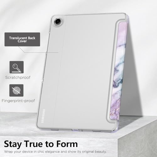 Image of MoKo for Samsung Galaxy Tab A11 Plus / A11+ Case 11 Inch 2026, Galaxy Tab A9 Plus / A9+ Case 11 Inch 2024, Slim Stand Hard PC Translucent Back Shell Smart Cover, Auto Wake /Sleep, Purple Marble