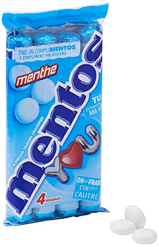 Mentos - Pack de 4 Rouleaux Bonbons à La Menthe, Tendres Et Croquants- 152g