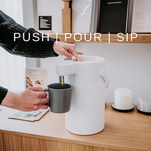Hastings Collective Airpot Coffee Dispenser With Pump 2.5 Liter - Insulated Stainless Steel Thermal Coffee Carafe 12 Hour Hot/24 Hour Cold - Hot Beverage Dispenser For Water Coffee Tea (White) #TOP6
