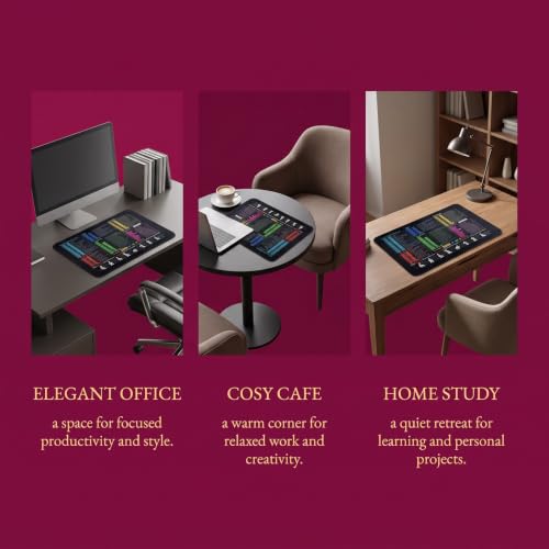 TAHJOS Tapis de Souris Excel avec Raccourcis Clavier en Allemand – Idéal pour Le Bureau, Applications Bureautiques – Surface Glissante, Antidérapante, Bords Cousus – 1 Unité – vue 2