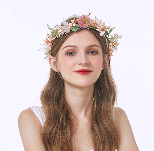 Image of Vivivalue Handmade Adjustable Flower Wreath Headband Halo Floral Crown Garland Headpiece Wedding Festival Party