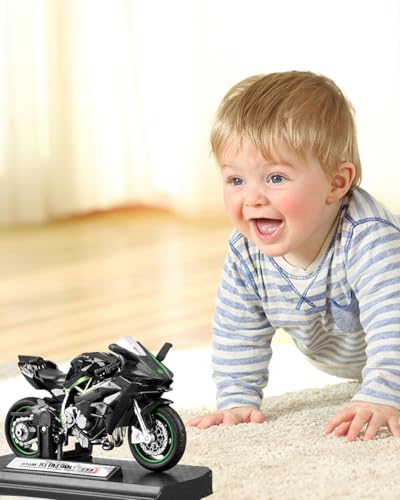 Image of MittiJoy H2R Bike, Bike Toy for Different Ages, 1:18 Scale Black Motorcycle Model Collectible, Featuring Detailed Design and Craftsmanship, Perfect for Display and Collection Enthusiasts