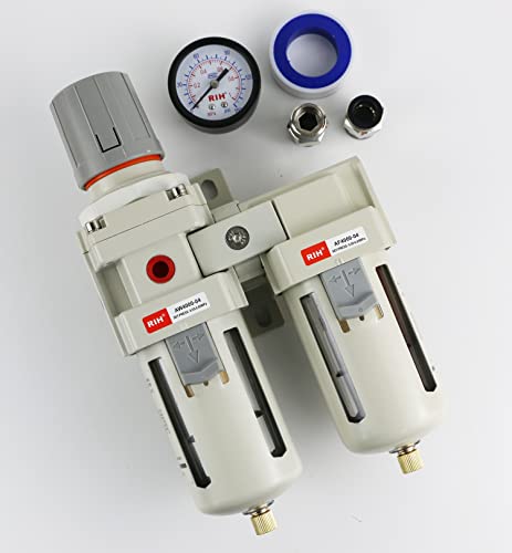 RIH Air Dryer System - 1/2" NPT Double Air Filters-5 Micron Particulate Filter& Air Pressure Regulator - Gauge(0-150 psi), Semi-Auto Drain, Poly Bowl,Bracket - 3 in 1 Two Unit (1/2" NPT) by RIH - Image 7