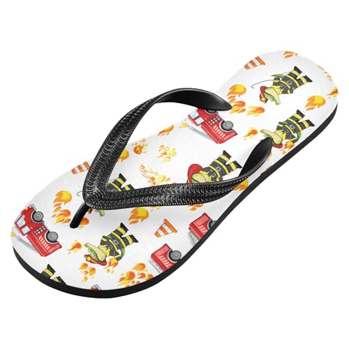 Burbuja Cartoon Crocodile Firefighter Flip Flops for Women Men, Soft Thong Sandals Rubber Slippers for Pool Beach Essentials2