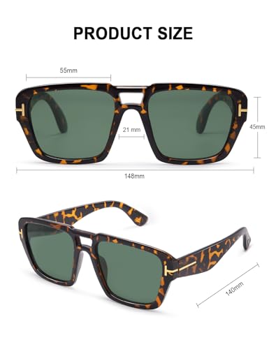 Square Aviator Sunglasses for Women Men Retro Big Pilot Frame Womens Trendy Rectangle Shades GM96063