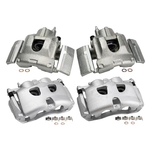 Image of TRQ Front and Rear Brake Caliper Set Zinc Coated Brackets Compatible with 2010-2017 Ford Expedition 2009-2017 Lincoln Navigator