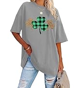 hohololo Womens St Patrick's Day Oversized Tshirt Cute Clover Graphic Short Sleeve Casual Loose I...