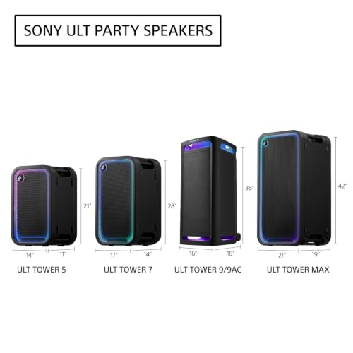 Sony ULT Tower 7 Bluetooth Karaoke Party Speaker | Up to 30 Hr Battery, IPX4, 360° Party Sound and Lighting, Sound, XLR/RCA/Mic Inputs, 10-Band EQ, Handles and Wheels - image 7