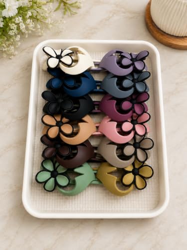 Image of Floral Hair Stick Pins, Multicolour, Flower Design, Set of 2, Hair Accessories
