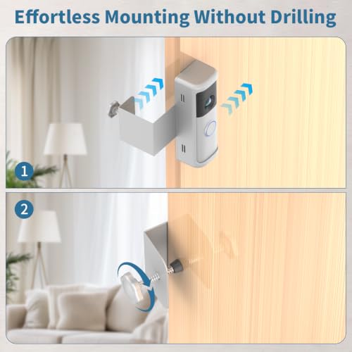 Image of Anti-Theft Doorbell Mount for Blink /Ring Battery Doorbell /Pro /Plus(2nd Gen) | No-Drill Doorbell Holder for Apartment Door, Renter Friendly Mounting Bracket, for Inward Swing Door, (1 Pack, Silver)