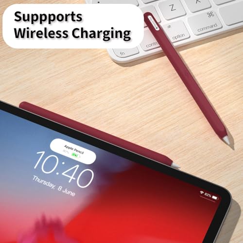 Image of Ultra Thin Protective Pencil Cover for Apple Pencil Pro &Apple Pencil 2nd Gen Silicone Case Sleeve Compatible with Apple Pencil Pro (Wine red)