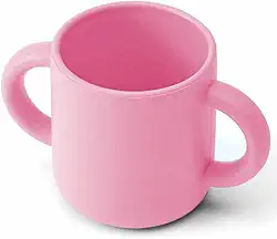 Copo Caneca De Treinamento Bebê 150ml Com Alças E Silicone Transição Infantil Introdução Alimentar Refeição Alimentação Criança (Rosa)
