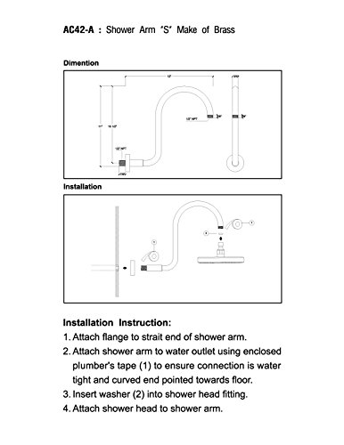 Modona “S” Shower Arm With Flange – Stainless Steel Ss304 – Polished Chrome - 5 Year Warrantee #TOP6