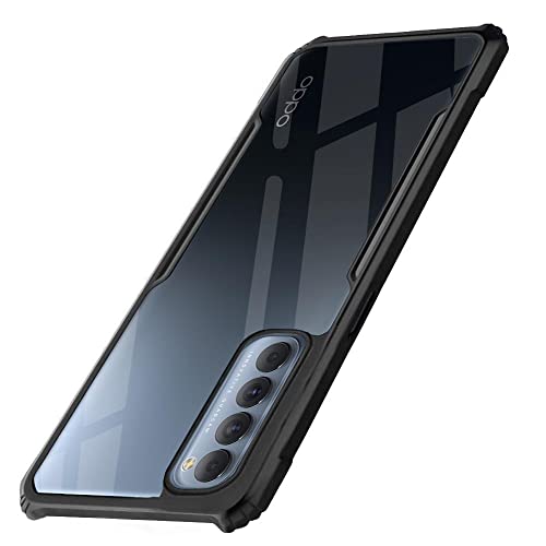 Image of WOW IMAGINE Polycarbonate Shock Proof Clear Protective Back Cover for Oppo Reno 4 Pro - AirEDGE Technology | 360 Degree Camera Protection | Back Cover Mobile Cover for Oppo Reno4 Pro - Black