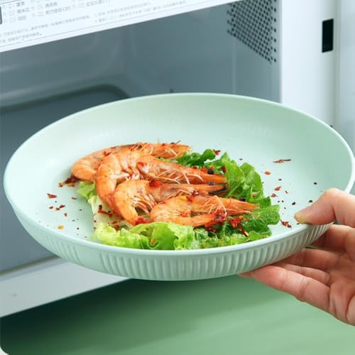 Image of Wheat Straw & Bamboo Fiber Plates Set, Lightweight Unbreakable Dinner Plates, Microwave and Dishwasher Safe, Plates Easy to Clean & Reusable (9 Inches, Cream, Set of 4)