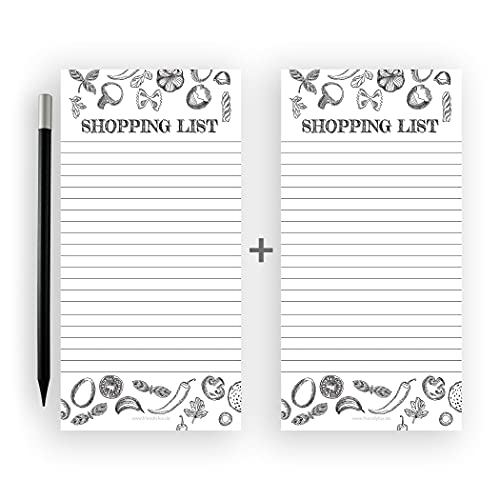 Friendly Fox Liste de courses magnétique – Bloc de listes Shopping to do – 1x bloc magnétique réfrigérateur avec 50 listes de courses et stylo...