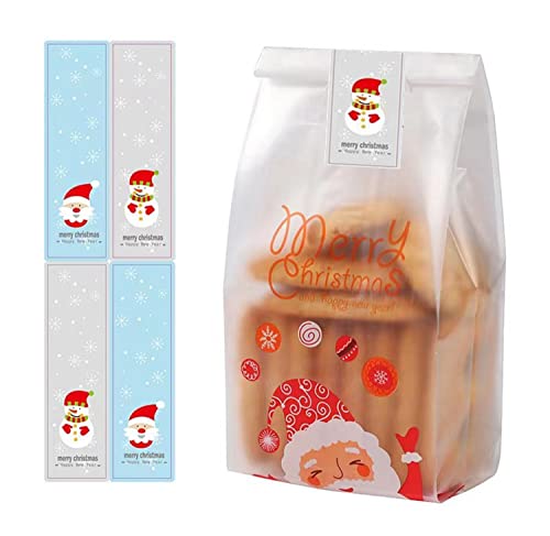 50pcs Sachets en Plastique Noël pour Bonbons & Biscuits, Chocolat Friandise Sucreries Sacs de Cadeaux pour Candy Bar，Sacs à bonbons de noël ，pour la Fete de...