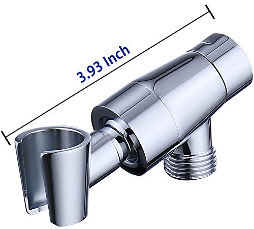 Brass Shower Head Holder for Hand Held Showerhead, Adjustable Shower Arm Bracket Mount, Universal Shower Arm Adapter (Chrome) - Thumbnail 2