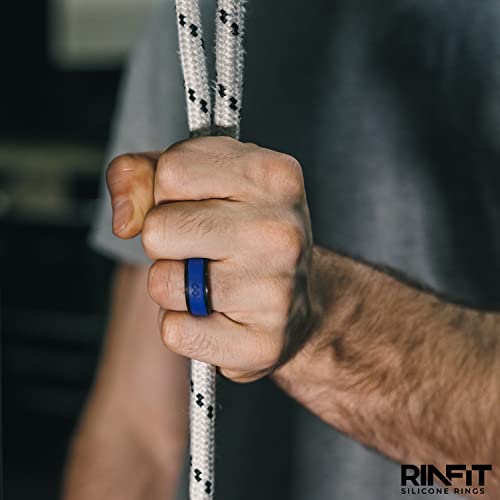 rinfit silicone rings for men 9mm wide 2mm thick - mens rubber wedding bands - infinity ring with 2 layers - patented design
