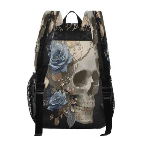 ALAZA Skeleton Blue Rose Skull Clear Backpack PVC Transparent Bookbag Heavy Duty for Student Boy Girl Kids Adult School Travel Work3