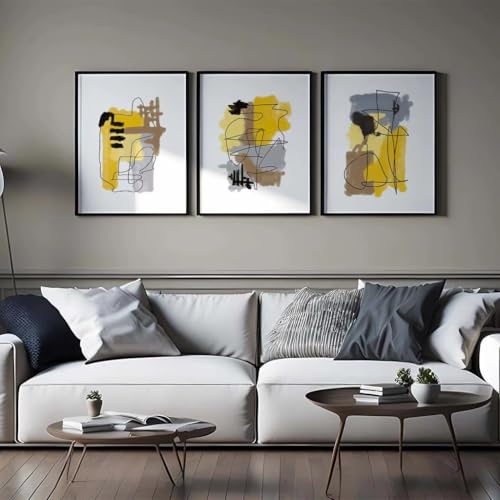 Affiche imprimée abstraite jaune 60x80cm décoration murale