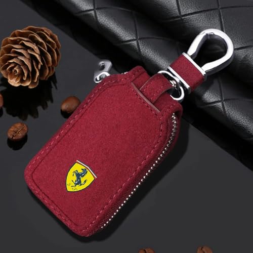 GHZYF Car Key Case Cover for Ferrari F430 488 458 F12 Berlinetta F12 812 296 F8 Portofino Roma 456 430 Key Fob Keychain,Red