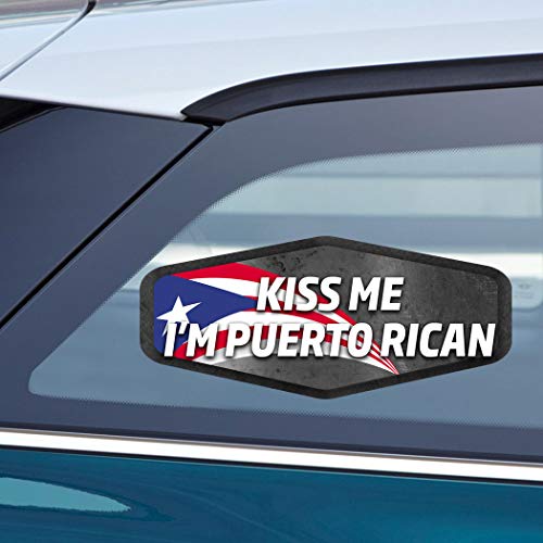 Makoroni KISS ME IM Puerto Rican Puerto Rican Flag, CAR Magnet-Magnetic Bumper Sticker 3.5x8 or 4.5x10 inc., DesF89