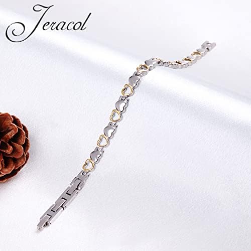 Jeracol Titanium Steel Magnetic Bracelets for Women,Love Heart Design Magnetic Wristband Brazaletes with Ultra Strong Magnets,Gifts with Removal Tool & Jewelry Gift Box