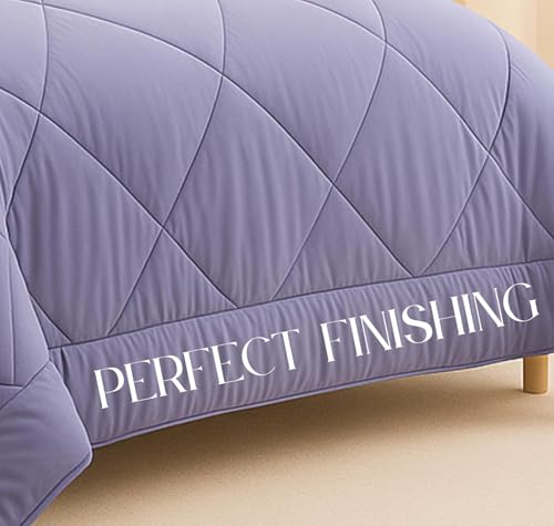 Image of VAS COLLECTIONS Double Size Reversible Comforter 320 GSM (90 x 100 Inches), Soft Microfiber AC Quilt, Thick & Warm All Season Blanket - Lavender