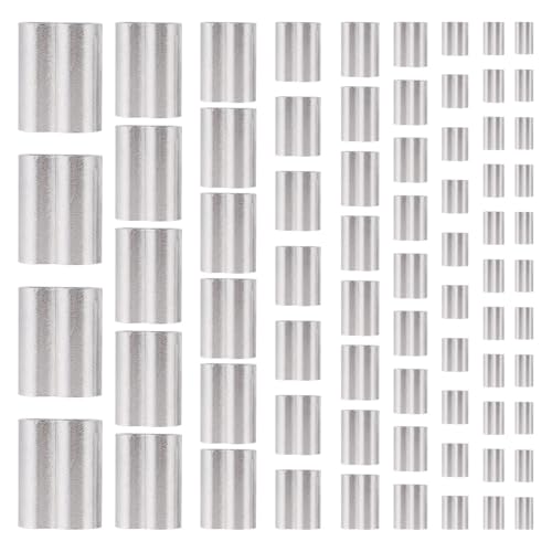 Clips de cuerda y manguitos de aluminio con doble orificio para cables de acero, 320 piezas