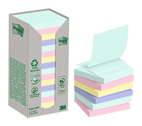 Post-it Z-Notes recyclés bleu jaune rose vert bloc notes autocollantes 100f