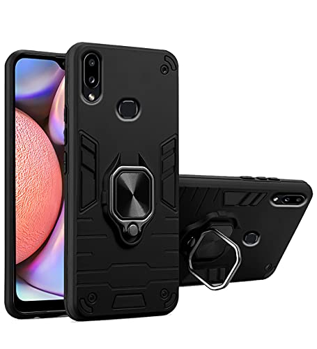 Image of Pikkme D5 Tough Armor Bumper Back Cover Case for Samsung Galaxy A10s |Ring Holder & Kickstand in-Built (Black)
