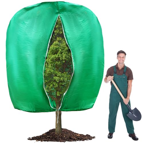 Grande Housse de Protection Contre Le Gel - 210,8 x 180,3 cm - Housse d'hiver avec Fermeture éclair et Cordon de Serrage - Couverture épaisse pour Plantes en Pot, arbustes, Fleurs, Arbres fruitiers