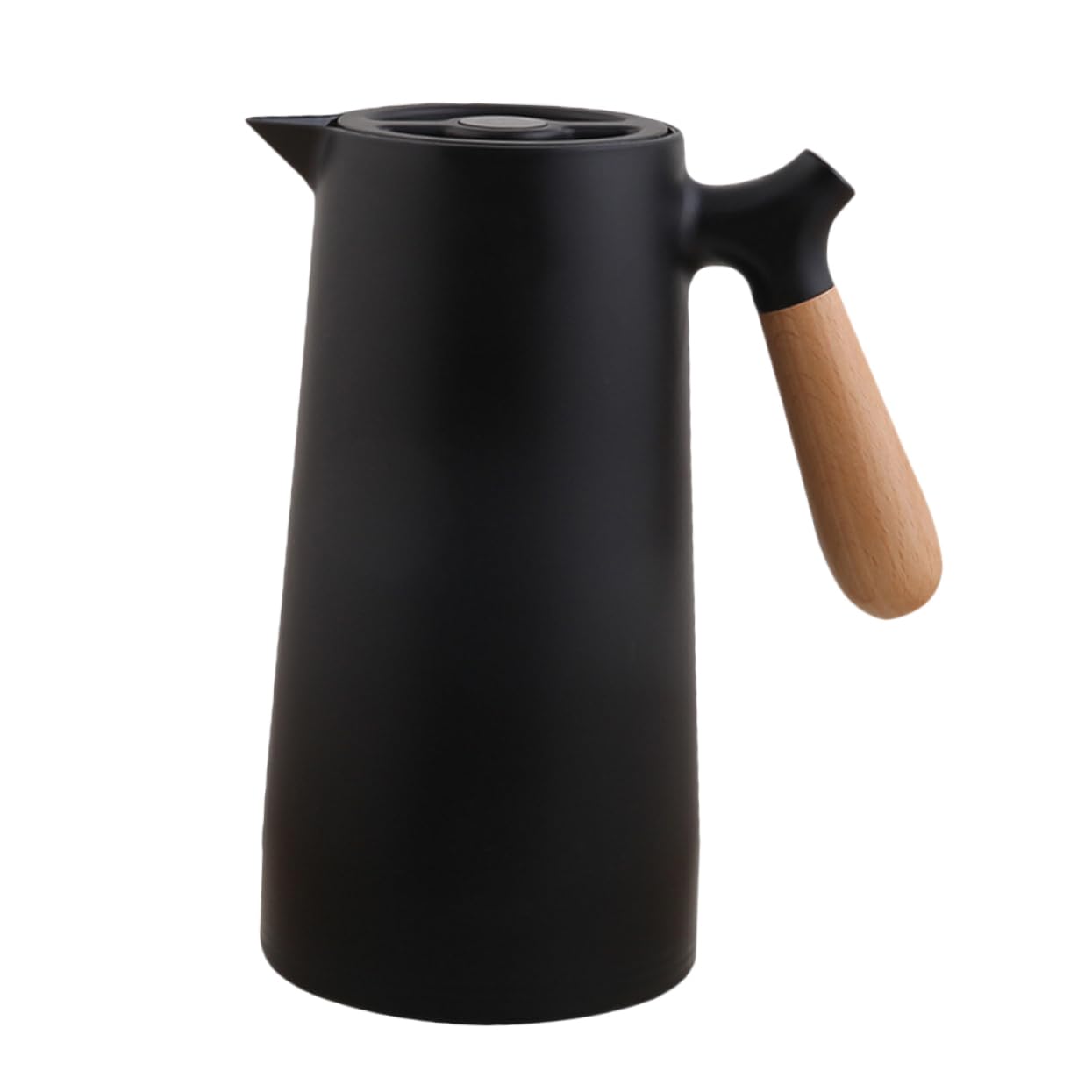1-liter Thermoskanne mit Holzgriff, Schwarze Warmhalteflasche
