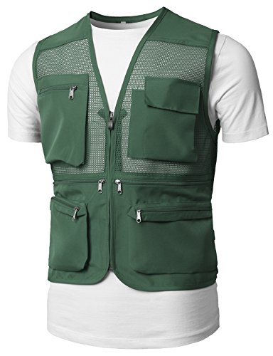 H2H Mens Active Work Utility Mesh Camping Vest of Multiple Pockets Khaki US S/Asia L (KMOV0150)