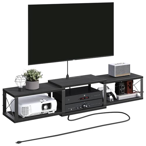 MAHANCRIS Floating TV Stand with Power Outlet, Wall-Mounted Entertainment Center with Storage,...