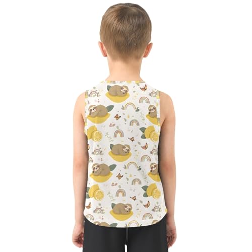 Boys' Tank Top Shirt Sloth Lemon Rainbow Pattern Sleeveless T-Shirts3