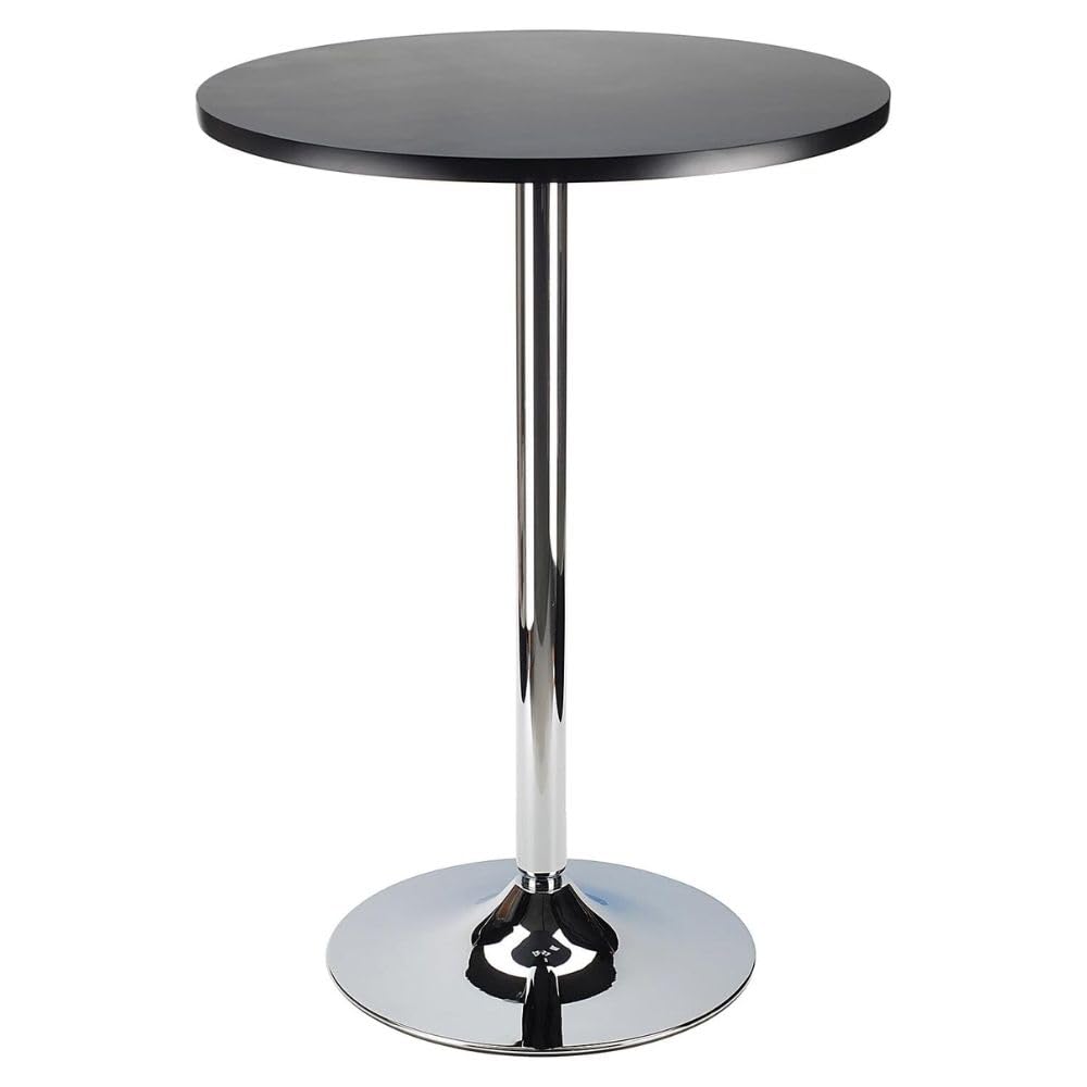Oakestry Spectrum Pub Table Black and Chrome Modern Bar Table Smooth Airlift Mechanism Features 360-degree Swivel Functionality for Maximum