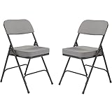 National Public Seating 3200 Series Steel Frame Upholstered Premium Fabric Seat and Back Folding Chair with Double Brace, 300 lbs Capacity, Charcoal Gray/Black (Carton of 2)