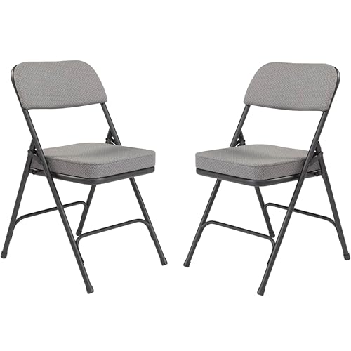 National Public Seating 3200 Series Steel Frame Upholstered Premium Fabric Seat and Back Folding Chair with Double Brace, 300 lbs Capacity, Charcoal Gray/Black (Carton of 2)