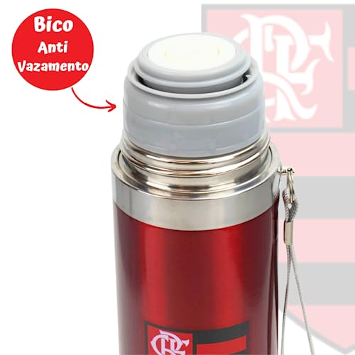 Garrafa Térmica Flamengo 500ml Quente Frio Café Água Chá Aço Inox Oficial
