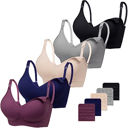 Image of Vinfact V Neck Nursing Bras for Breastfeeding Maternity Bra for Pregnancy Seamless Sleep Bralettes with Bra Extende
