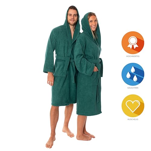 Lavea Mexico – Bademantel Damen & Herren aus 100% Baumwolle – weicher Frottee Morgenmantel mit Kapuze, Unisex Design, Ideal für Sauna & Zuhause, saugstark & pflegeleicht