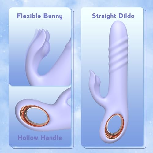 Image of Dildo Thrusting Vibrator Sex Toy for Women - Dildos Vibrator G Spot Vibrator Clitoral Stimulator Dual Rabbit with 10 Powerful Vibration 10 Thrust Modes