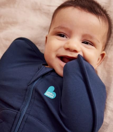 Image of Love to Dream Swaddle Up Extra Warm | 3.5 TOG, 13-19 lbs, Navy | Quilted Cotton for Extra Warmth, Arms Up Swaddle Calms Startle Reflex, Newborn Essentials Below 61F