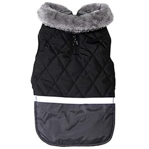 JoyDaog Fleece kraag omkeerbare hondenjassen voor kleine honden waterdichte warme puppyjas voor koude winter, zwart XS