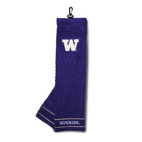 Image of Team Golf NCAA Washington Huskies Embroidered Golf Towel Embroidered Golf Towel, Checkered Scrubber Design, Embroidered Logo