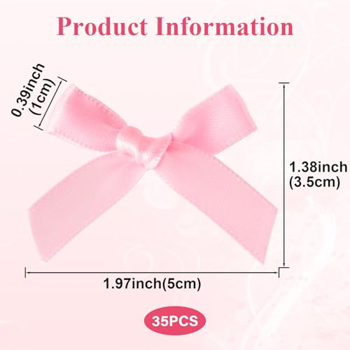 Mxxipp OF8541-M 35Pcs Mini Pink Ribbon Bows thumb #1