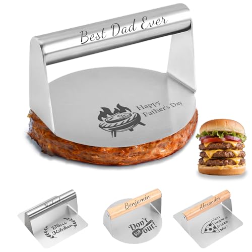 UIDMEN Personalized Burger Press with Name, 5.5 inch Steel Smash
